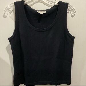 St. John Sport Black Ribbed Tank Top — Classic Scoop Neck
